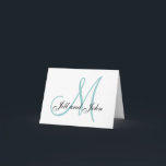 Bröllopsinbjudningar med initialer i blått för för inbjudan<br><div class="desc">Anpassa med din personliga information och brölloppsfärger.</div>