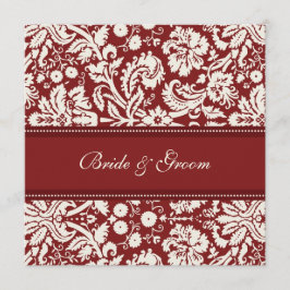 Bröllopsinbjudningar Red Cream Damask Inbjudningar