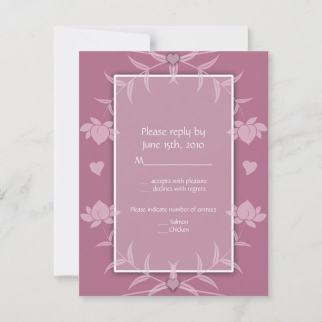 Bröllopsinbjudningar Rosa Blommiga RSVP-kort OSA Kort (Framsida)
