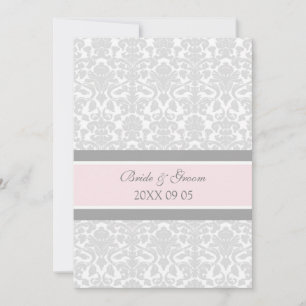 Bröllopsinbjudningar Rosa Grått White Damask Inbjudningar