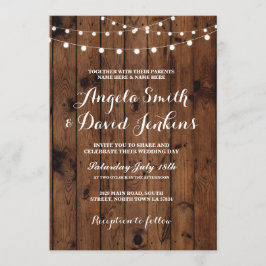 Bröllopsinbjudningar Rustic Elegant Wood Ljus Inbjudningar
