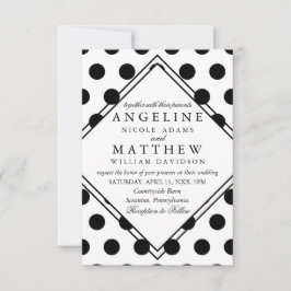 Bröllopsinbjudningar| Svart klassisk Polka-punkt Inbjudningar