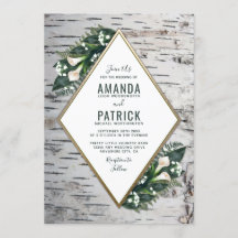 Bröllopsinbjudningar till Birch Träd Rustic Woodla