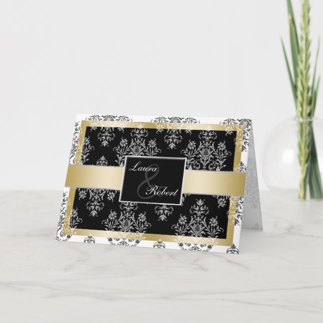 Bröllopsinbjudningar till Black and Guld Inbjudan (Framsida)