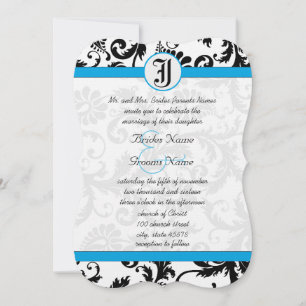 Bröllopsinbjudningar till Black Damask Aquamarine  Inbjudningar