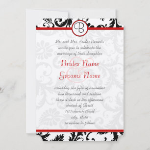 Bröllopsinbjudningar till Black Damask Swirls Red  Inbjudningar