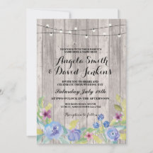 Bröllopsinbjudningar till Blommigt Wood Rustic Lju