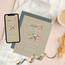 Bröllopsinbjudningar till Blommigten Budget Boho W