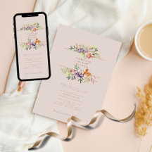 Bröllopsinbjudningar till Blommigten Budget Boho W