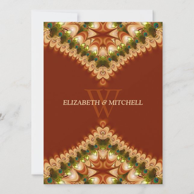 Bröllopsinbjudningar till bohemiske Peacock Snöre Inbjudningar (Framsida)