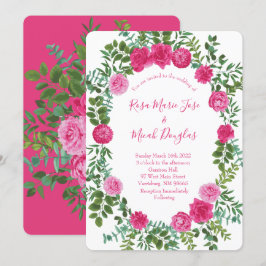 Bröllopsinbjudningar till Bright Rosa Blommigt Inbjudningar