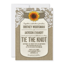 Bröllopsinbjudningar till Burlap Snöre Mason Burk