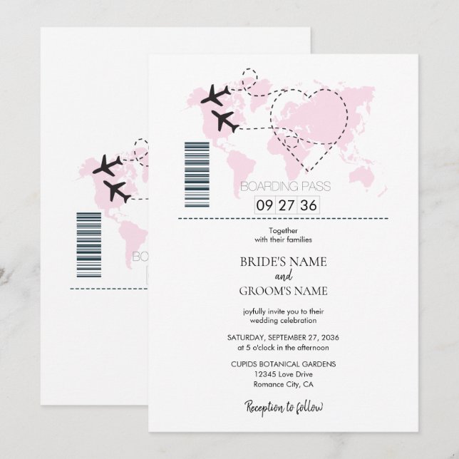 Bröllopsinbjudningar till destinationsbordning inbjudningar (Fram/baksida)