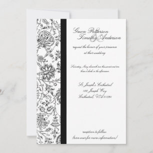 Bröllopsinbjudningar till elegant Black Blommigt Inbjudningar