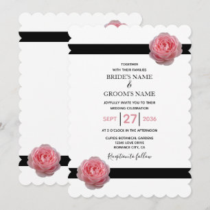 Bröllopsinbjudningar till Elegant Rosa ros Black R Inbjudningar