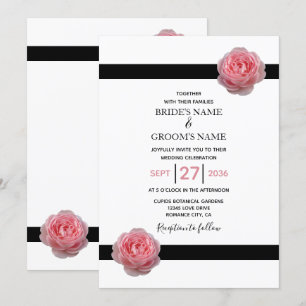 Bröllopsinbjudningar till Elegant Rosa ros Black R Inbjudningar