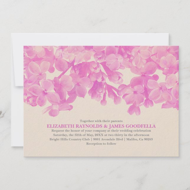 Bröllopsinbjudningar till Fuchsia Blommigt Inbjudningar (Framsida)