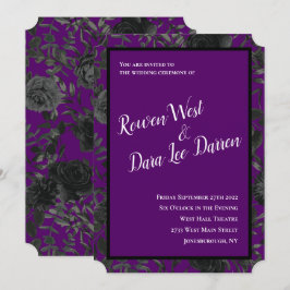 Bröllopsinbjudningar till lila och Svarta Ro Inbjudningar
