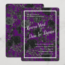 Bröllopsinbjudningar till lila och Svarta Ro