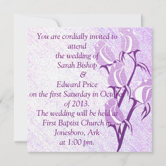 Bröllopsinbjudningar till lila Ro Personlig Inbjudningar (Framsida)