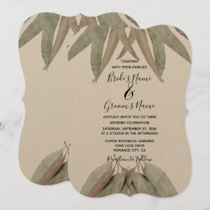 Bröllopsinbjudningar till Löv i Rustic Eucalyptus Inbjudningar