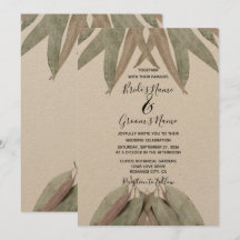 Bröllopsinbjudningar till Löv i Rustic Eucalyptus