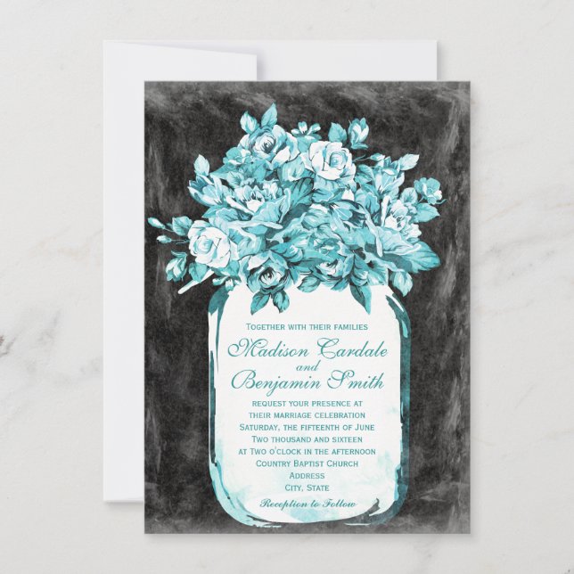 Bröllopsinbjudningar till Mason Burk Flowers Chalk Inbjudningar (Framsida)