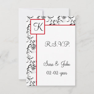 Bröllopsinbjudningar till Red Black Damask Inbjudningar
