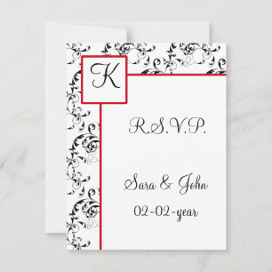 Bröllopsinbjudningar till Red Black Damask Inbjudningar