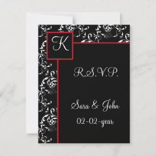Bröllopsinbjudningar till Red Black Damask OSA Kort