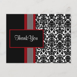 Bröllopsinbjudningar till Red White Black Damask Vykort