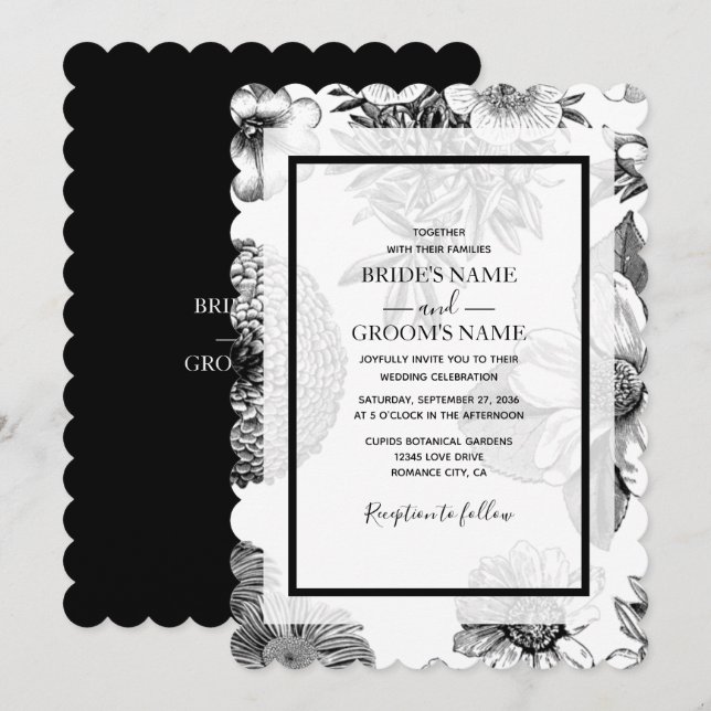 Bröllopsinbjudningar till Rustic Vintage Flowers Inbjudningar (Fram/baksida)