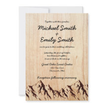 Bröllopsinbjudningar till Rustic Wood & Mountains