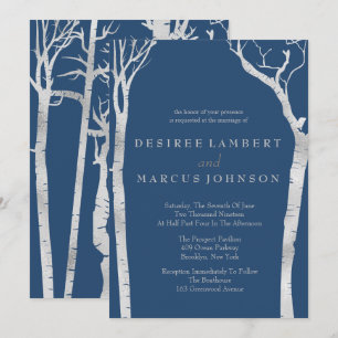 Bröllopsinbjudningar till silver Birch Träd Inbjudningar