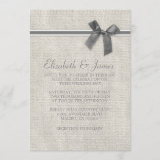 Bröllopsinbjudningar till silver Rustic Burlap Inbjudningar