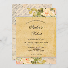 Bröllopsinbjudningar till vintage Musical Blommigt