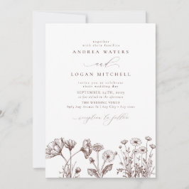 Bröllopsinbjudningar till Wildblomma Boho Chic Wed Inbjudningar