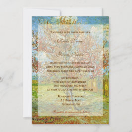 Bröllopsinbjudningar. Vintage blommigt rosa peach  Inbjudningar