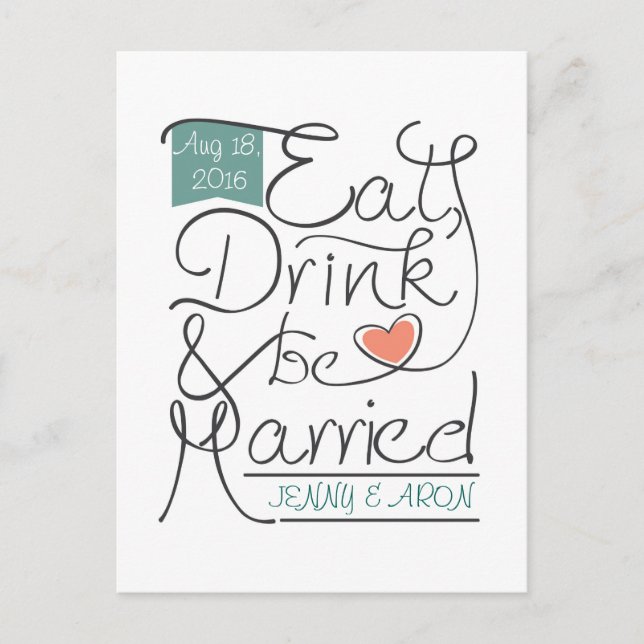 Bröllopsinbjudningsdesign Inbjudan Vykort (Framsida)