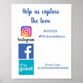 Bröllopsinformation för bildhashtag poster