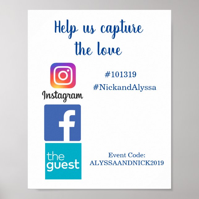 Bröllopsinformation för bildhashtag poster (Framsidan)