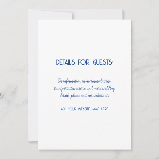 Bröllopsinformation Gäster Blå Vit 2024 Inbjudningar (Framsida)