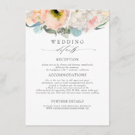 Bröllopsinformation om persika rosa blommor tilläggskort