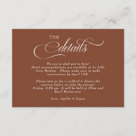 Bröllopsinformation på skrivstil tilläggskort