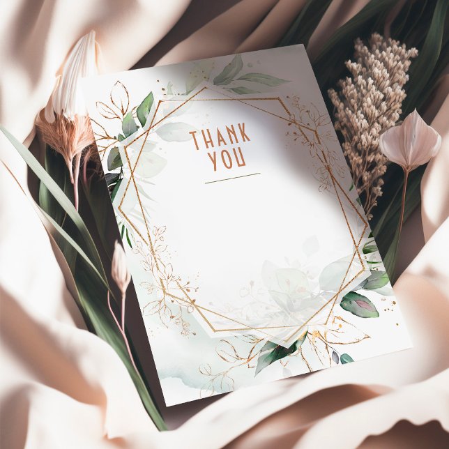 Bröllopsinlaga Tack Grönt & Guld Rustikalt Inbjudningar (Skapare uppladdad)