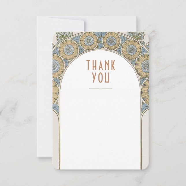 Bröllopsinlämnande Tack Vintage Art Nouveau Inbjud Inbjudningar (Framsida)