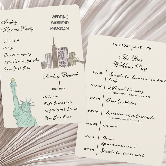 Bröllopsitinerare för helgen i New York City, NY Program (Skapare uppladdad)
