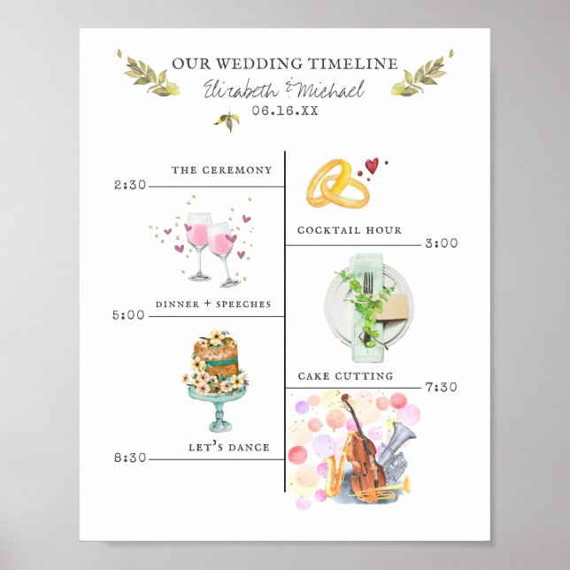 Bröllopsitinerary Schema Välkomstskylt Poster (Framsidan)