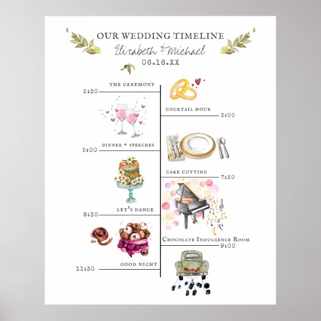 Bröllopsitinerary Schema Välkomstskylt Poster (Framsidan)