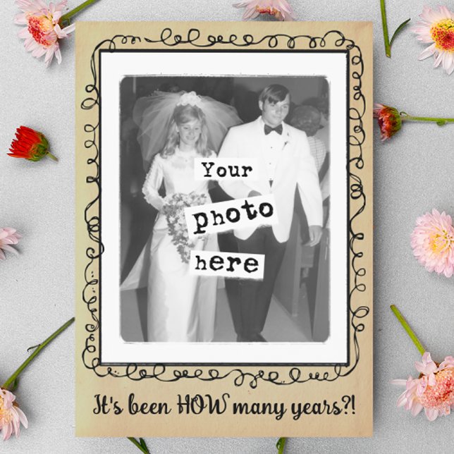 Bröllopsjubileum Fest Vintage Fotomal Template Inbjudningar (Skapare uppladdad)